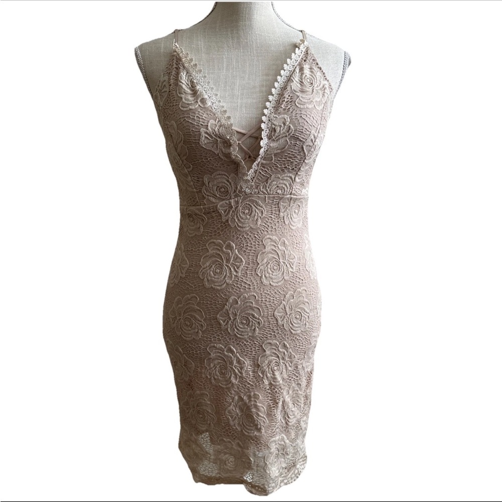 VTG 90s Y2K Lace Roses Fairy Cottage Core Boho Dress SCOBE Size Medium